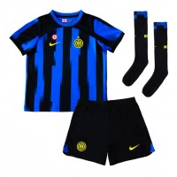 Camisa de Futebol Inter Milan Denzel Dumfries #2 Equipamento Principal Infantil 2023-24 Manga Curta (+ Calças curtas)
